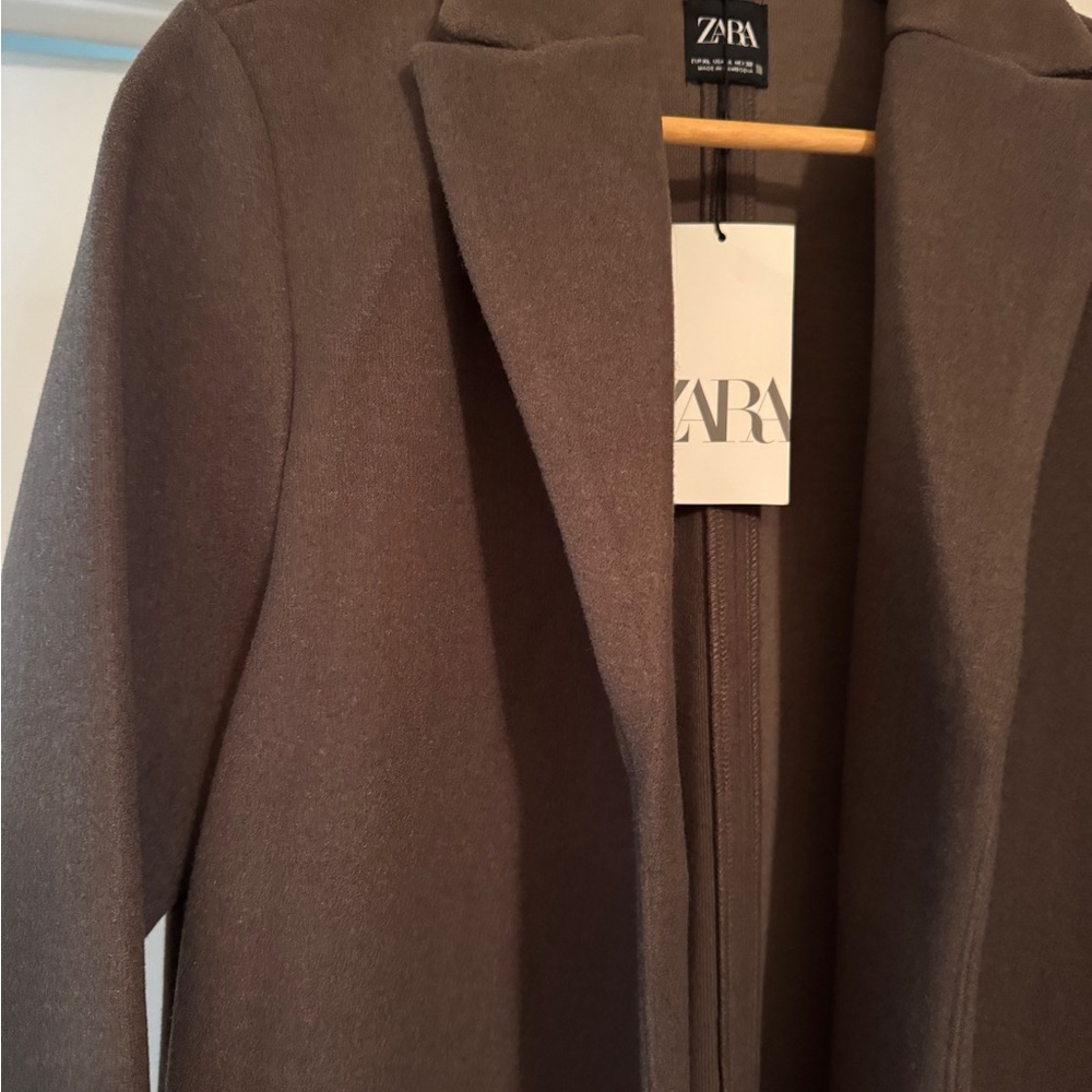 Zara Women's Felt Texture Taupe coat